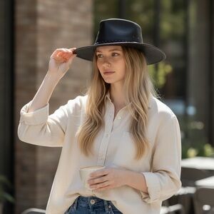 Classic Black Leather Argentinian Cowboy Hat